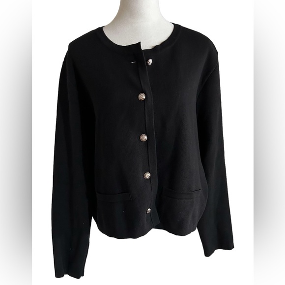 Pretty Garden heavy all cotton black sweater/jacket.  NWOT - Picture 2 of 8